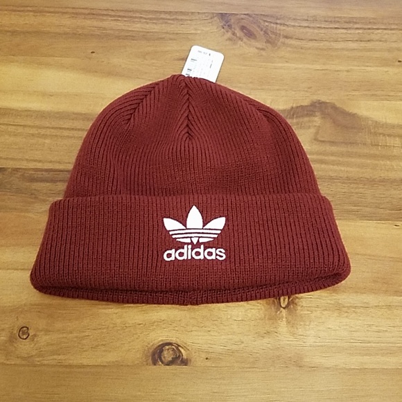 burgundy adidas beanie